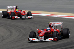 Ferrari F10 - Fernando Alonso leads Felipe Massa