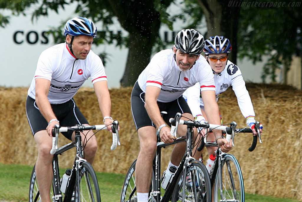 Andy Priaulx and Damon in a bike race   - 2007 Goodwood Festival of Speed