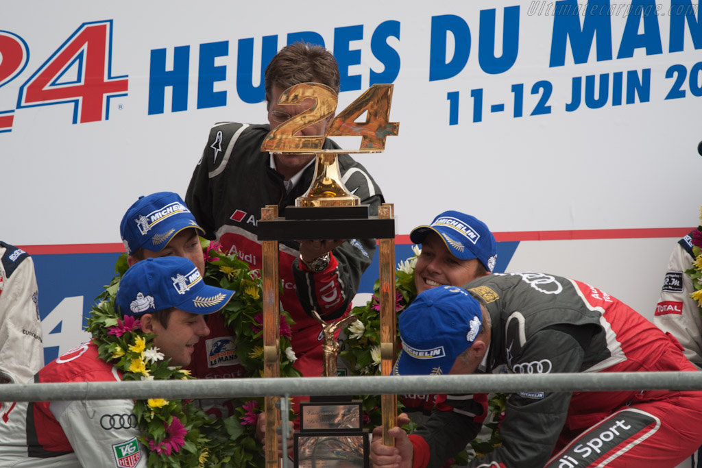 Lifting the big trophy   - 2011 24 Hours of Le Mans