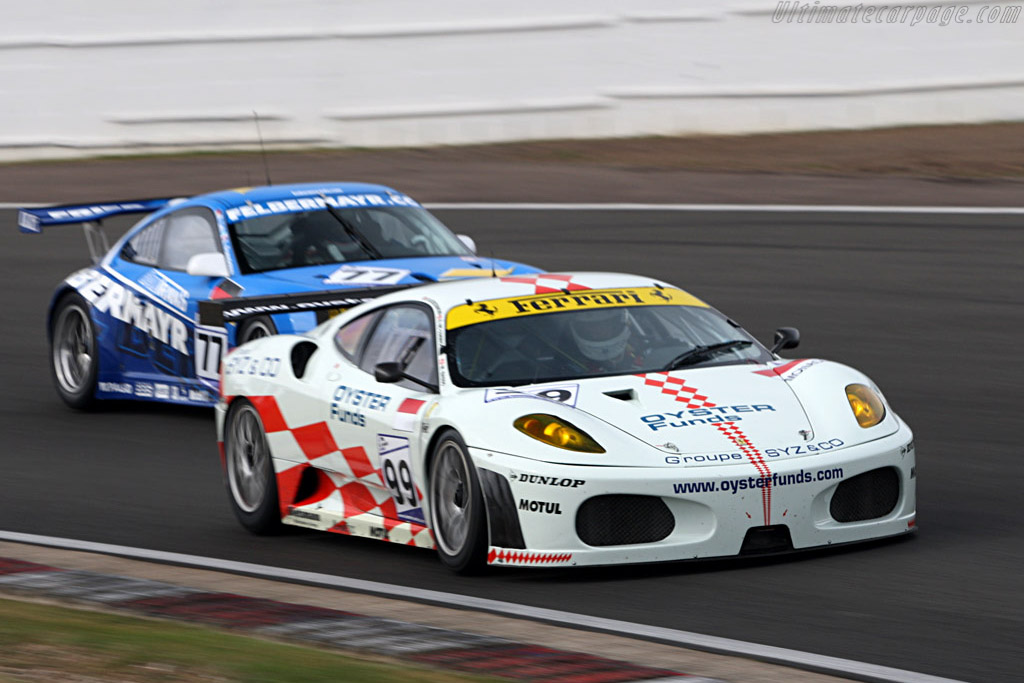 Ferrari and Porsche through Bridge Bend - Chassis: 2450 - Entrant: JMB Racing - 2007 Le Mans Series Silverstone 1000 km